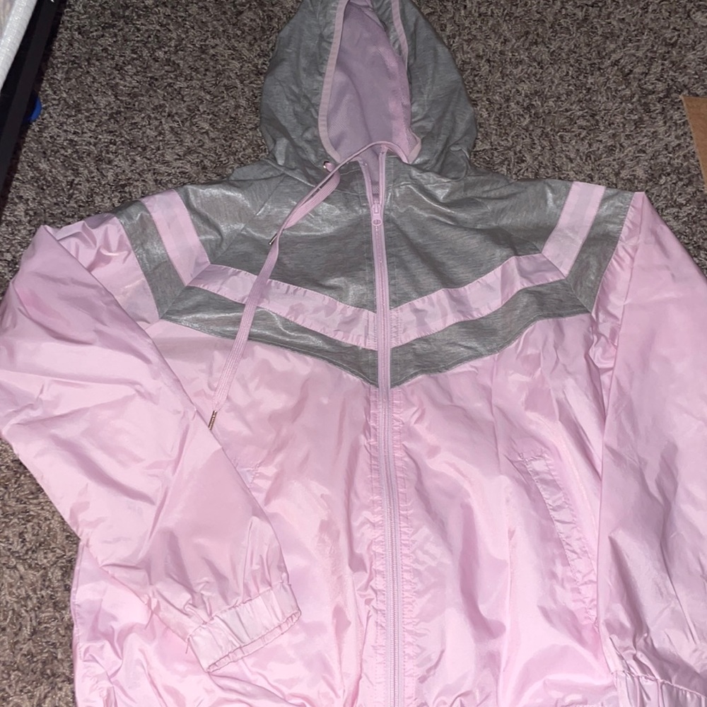 Pink and gray windbreaker